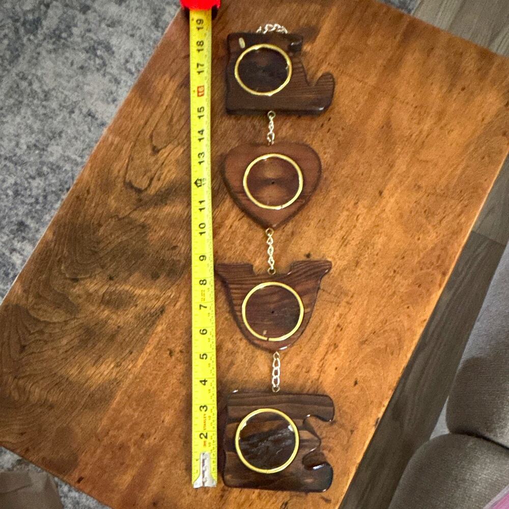 Vintage Wooden LOVE Frame w/ Metal Rings Hanging Wall Decor, Brown, 18 in